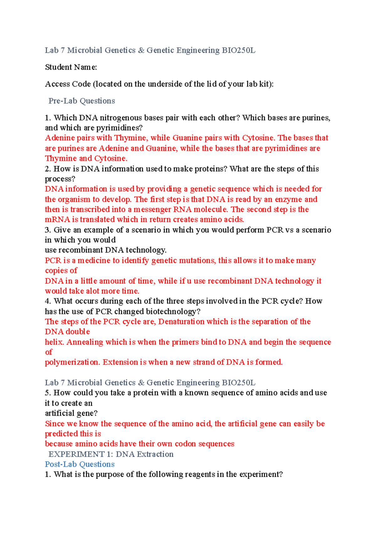 BIO250L+V2+Lab+7 - chapter covers genetic and genetic engineering - Lab ...