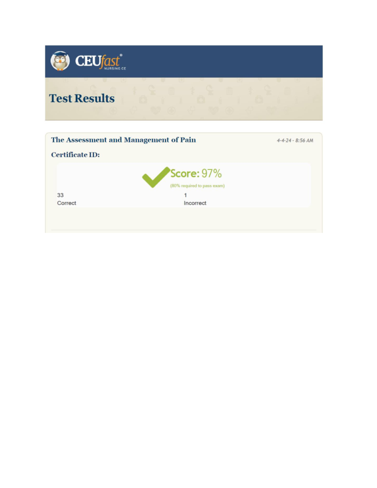 CEUFast Test Results The Assessment And Management Of Pain New   Thumb 1200 1553 