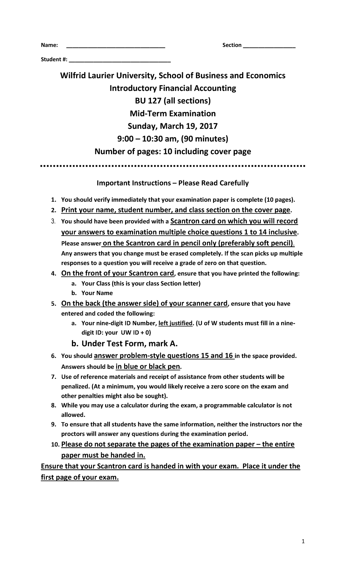 BU127 Midterm 2 Winter 2017 Final Version Including Solutions - Name ...