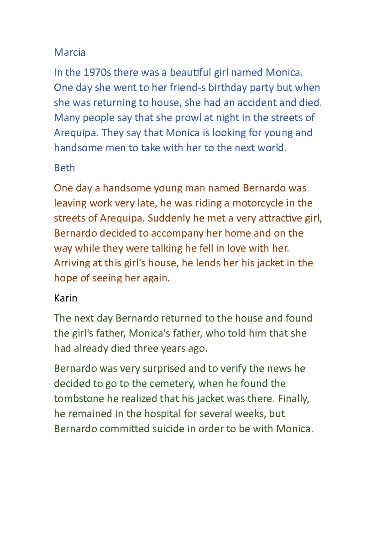 Monica Ingles leyenda de arequipa Inglés UCSP Studocu