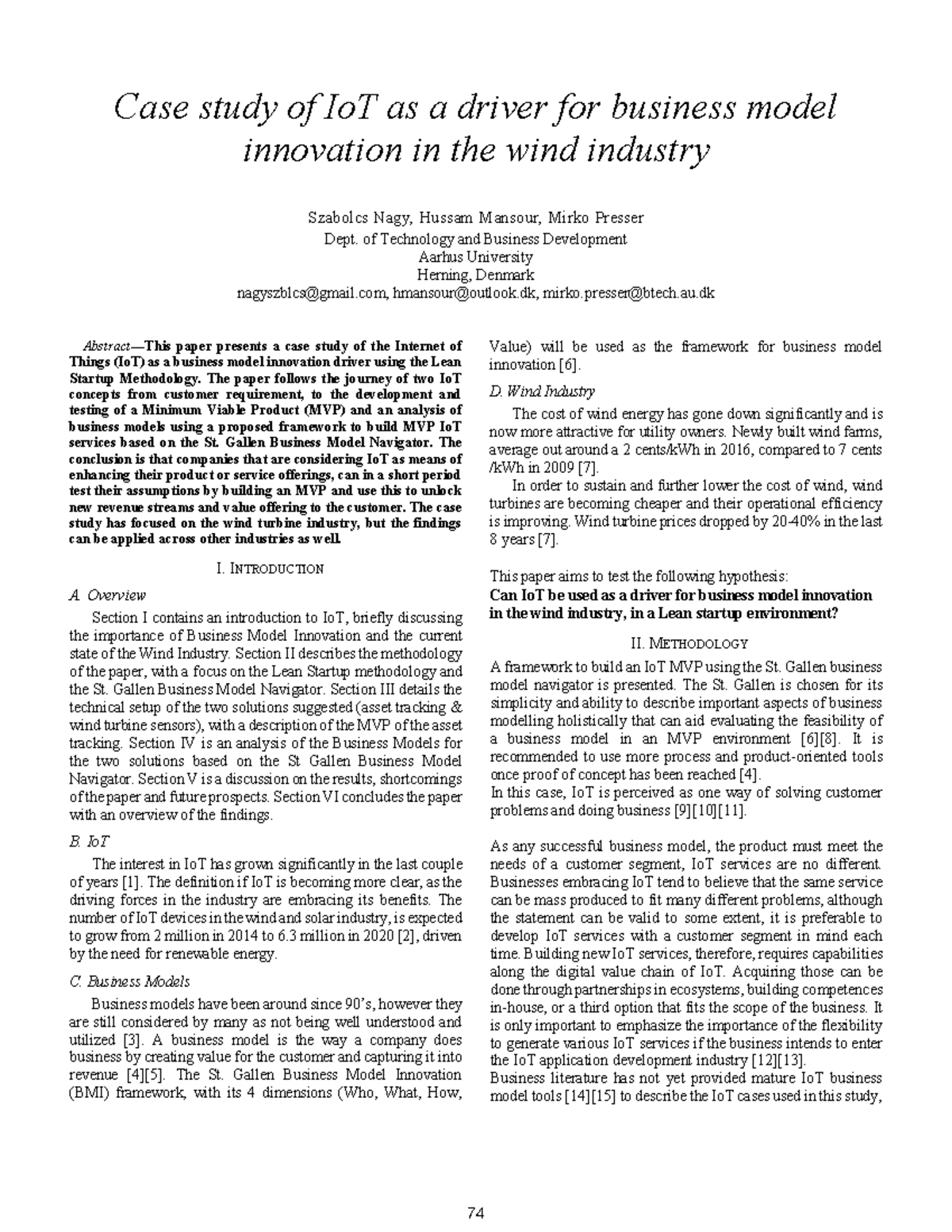 Case study of Io T as a driver for business model - Computer Aided ...