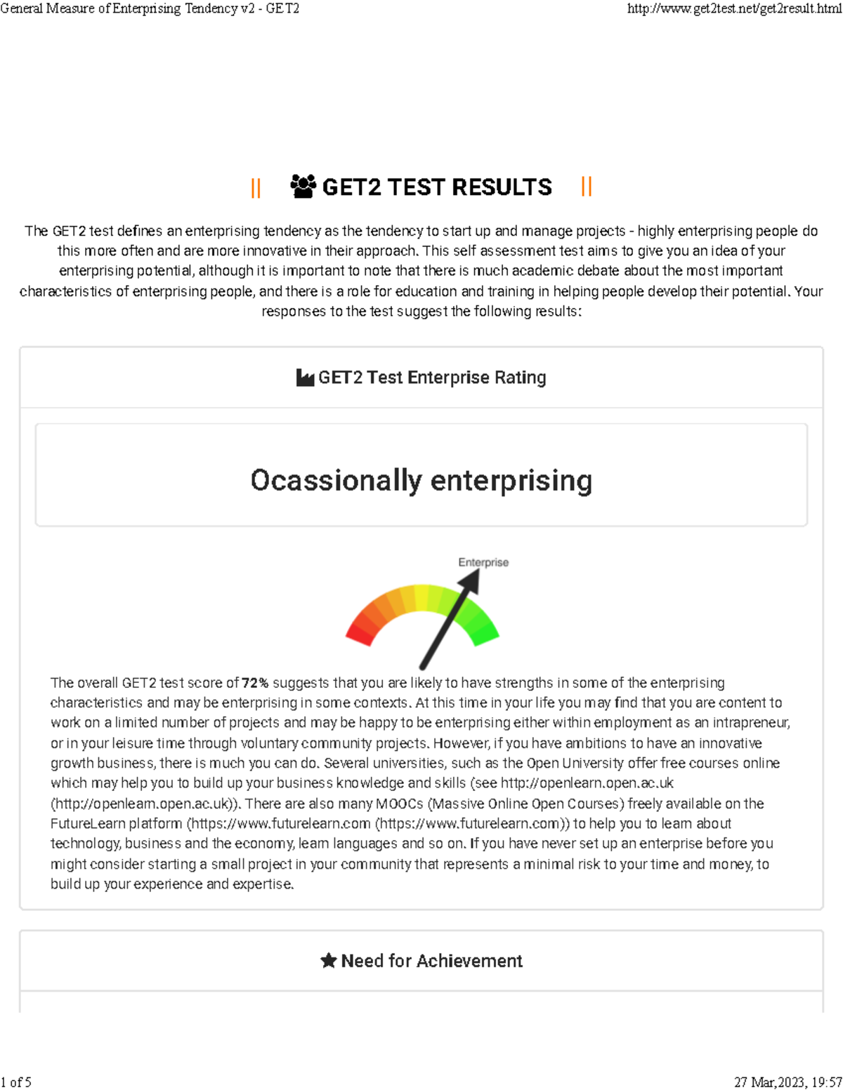 General Measure of Enterprising Tendency v2 - GET2 - The GET2 test de ...