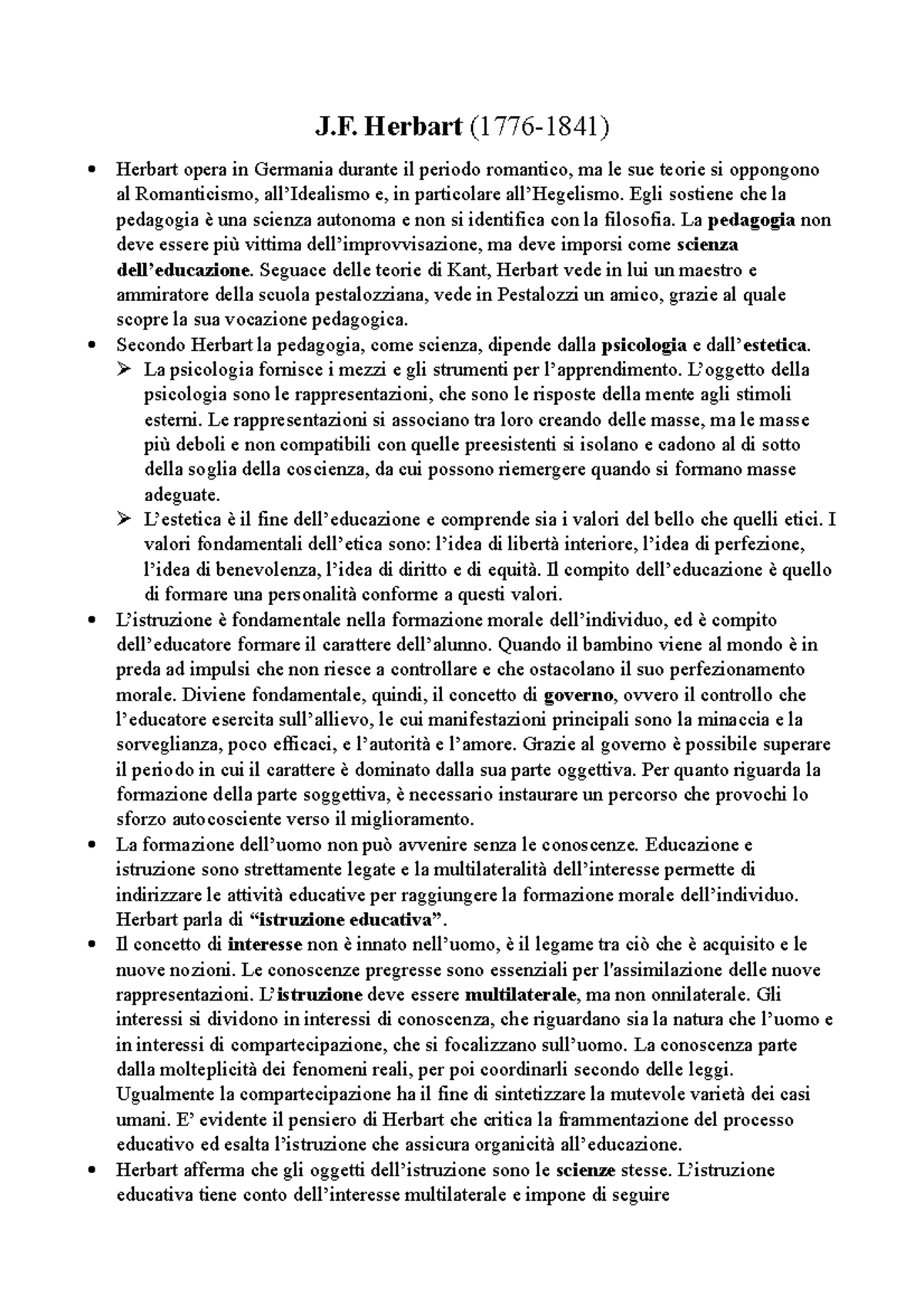 Herbart J. Herbart (17761841) Herbart opera in Germania durante il