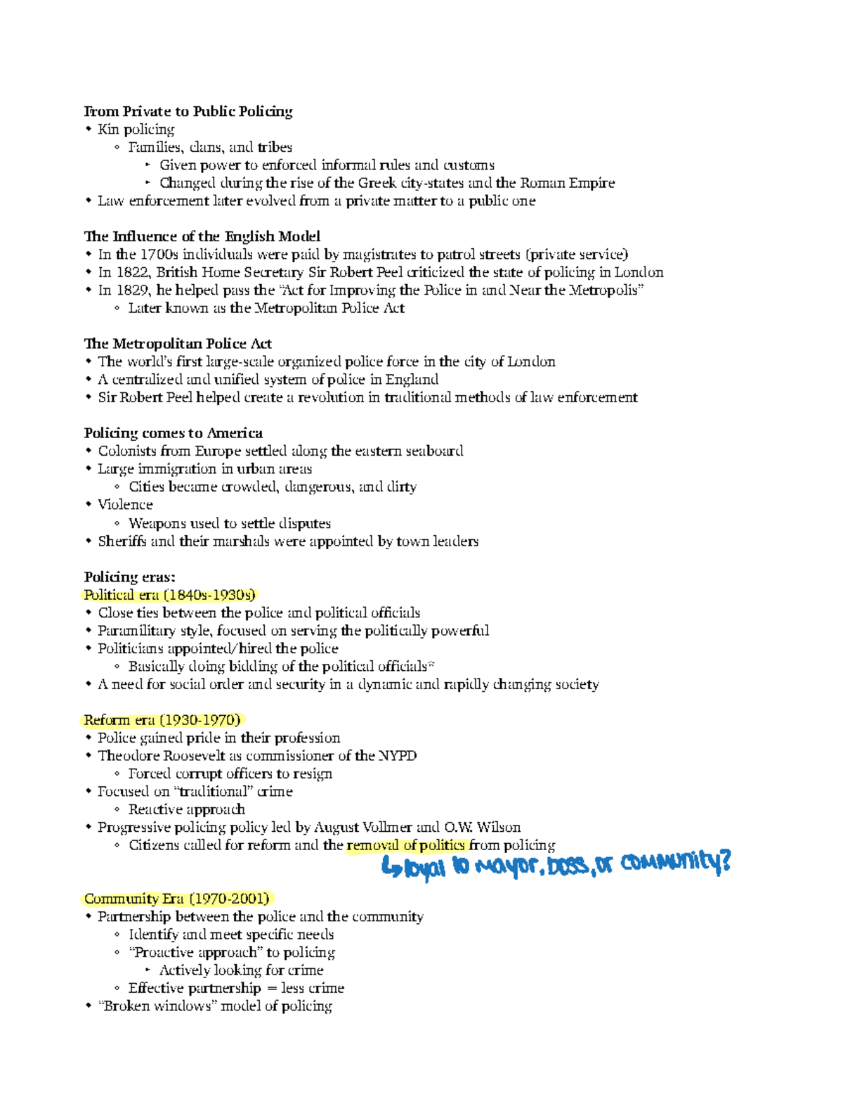 Policing Chapter 1 Origins and Evolution of American Policing From