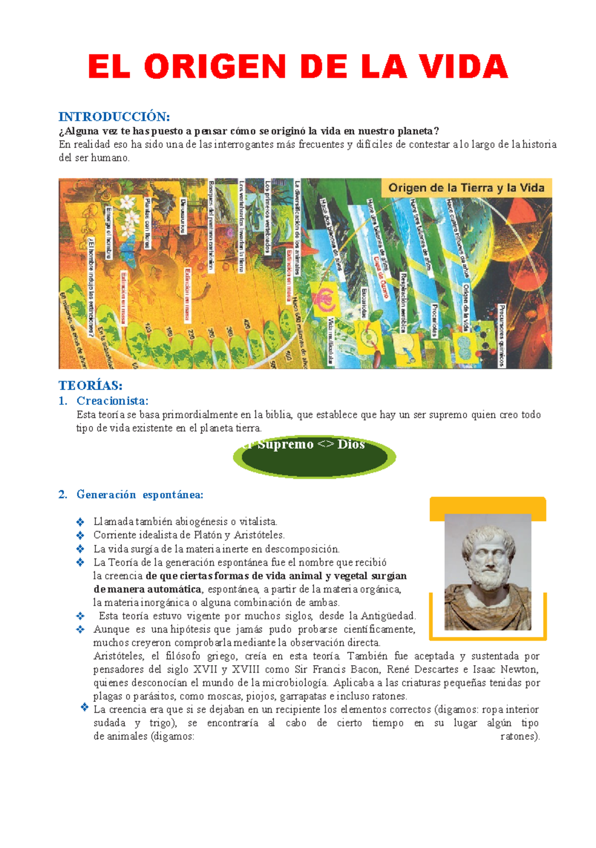 El Origen de la Vida - apuntes relevantes - Ser Supremo Dios EL ORIGEN ...