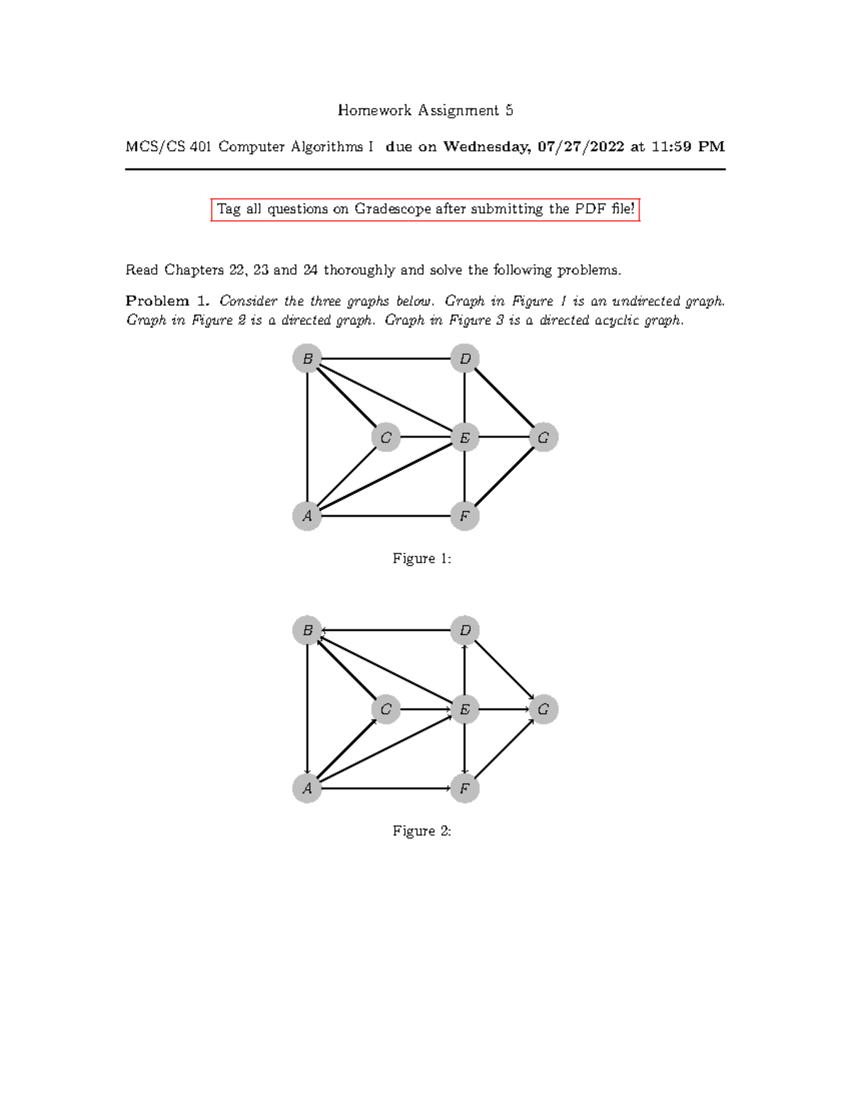 Hw05 - Summer 05 - Homework Assignment 5 MCS/CS 401 Computer Algorithms ...