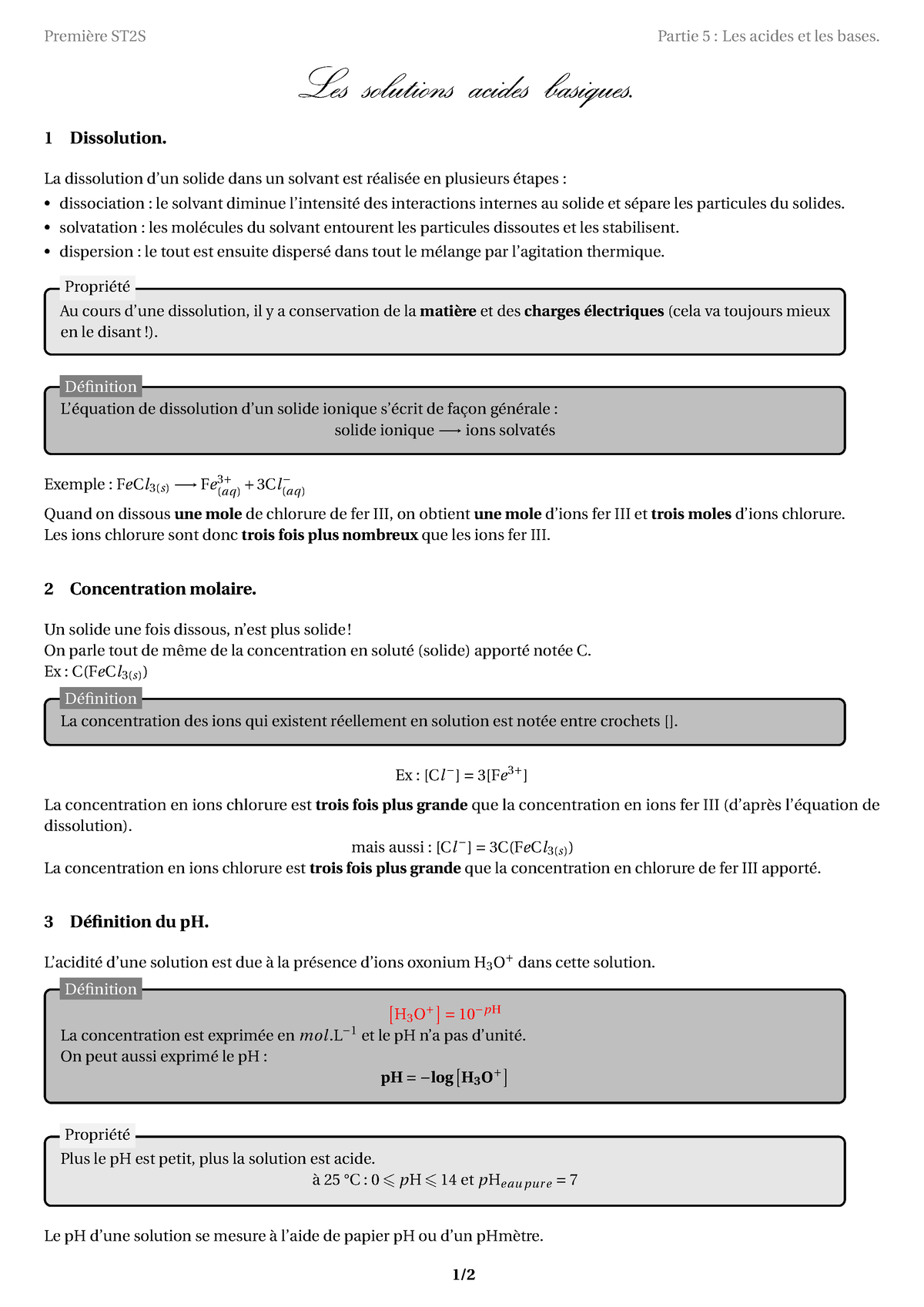 1ST2S-Cours 14-Acides Et Bases - Première ST2S Partie 5 : Les Acides Et ...