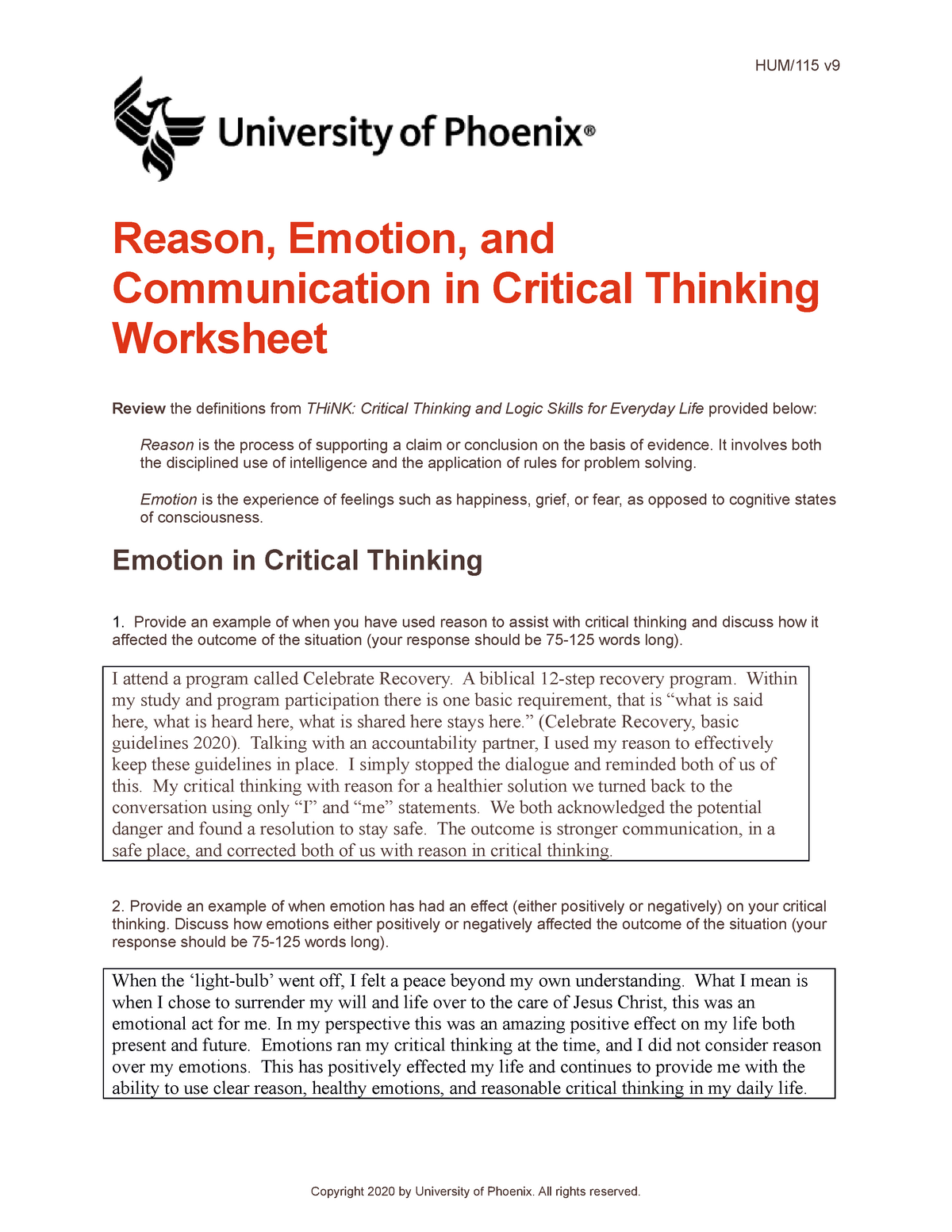 reason emotion and communication in critical thinking