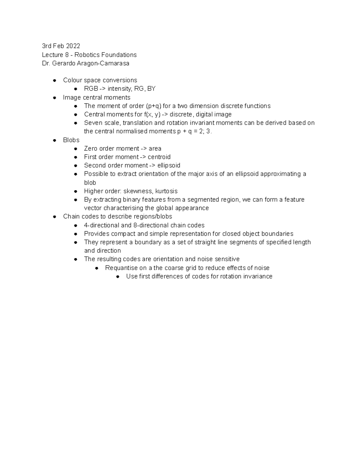 Robotics Foundations Lecture 8 - 3rd Feb 2022 - 3rd Feb 2022 Lecture 8 ...