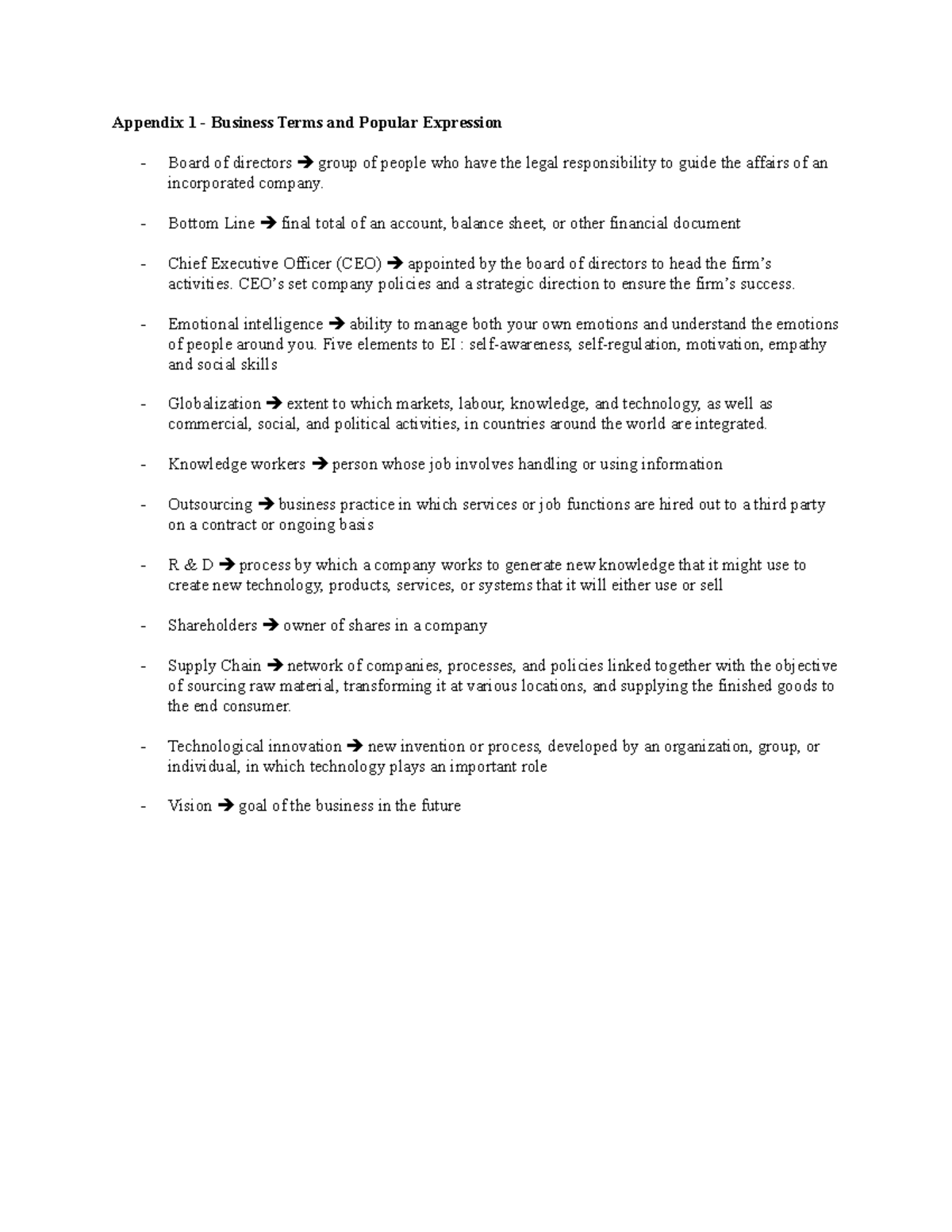 Appendix 1 COMM210 - Appendix 1 - Business Terms and Popular Expression ...