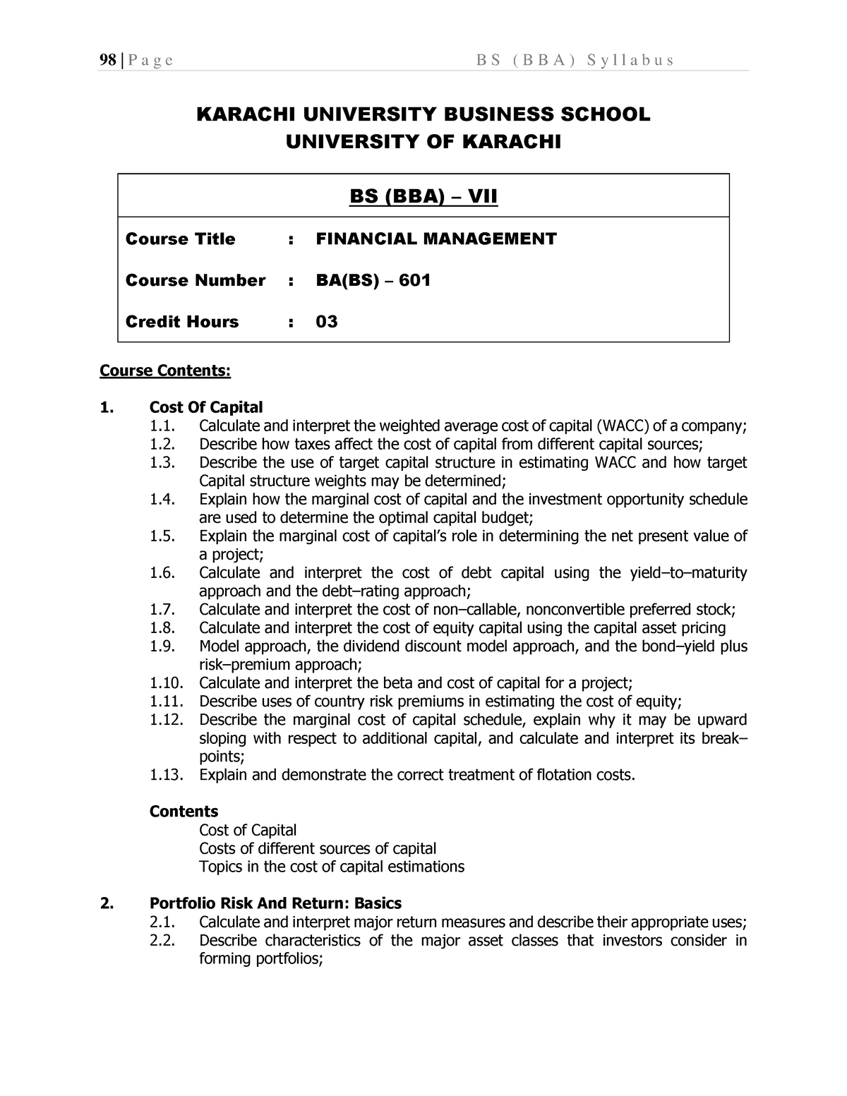 601 - NOTES - KARACHI UNIVERSITY BUSINESS SCHOOL UNIVERSITY OF KARACHI ...