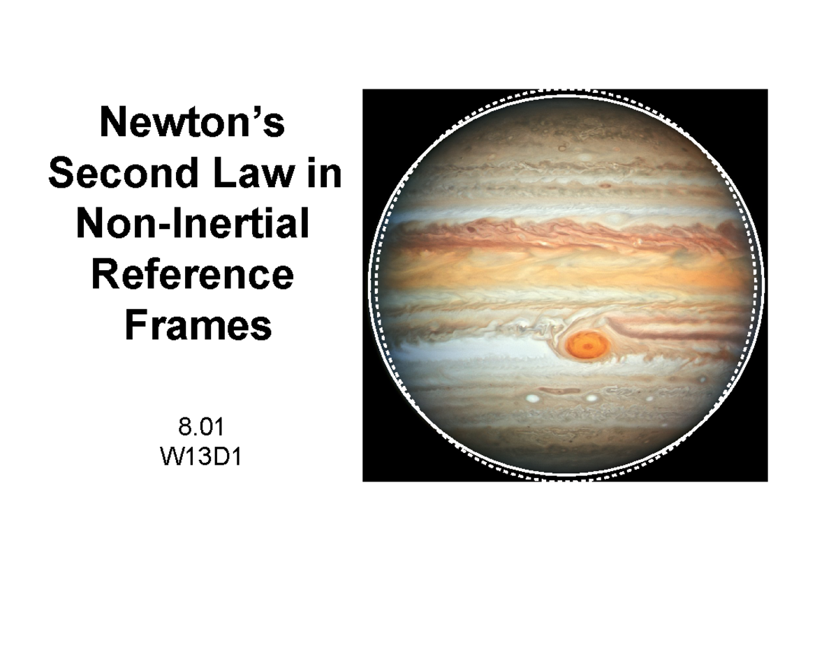 Newtons Second Law In Non Inertial Reference Frames Newtons Second