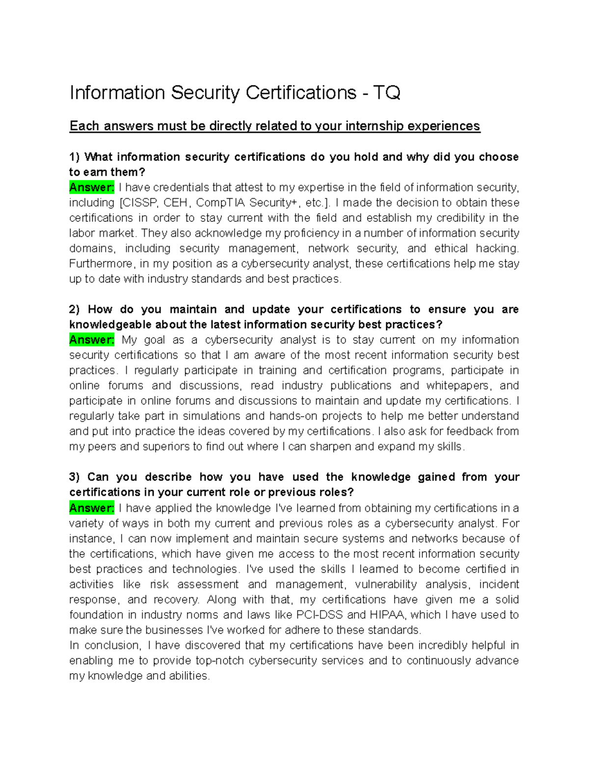Information Security Certifications - ]. I made the decision to obtain ...