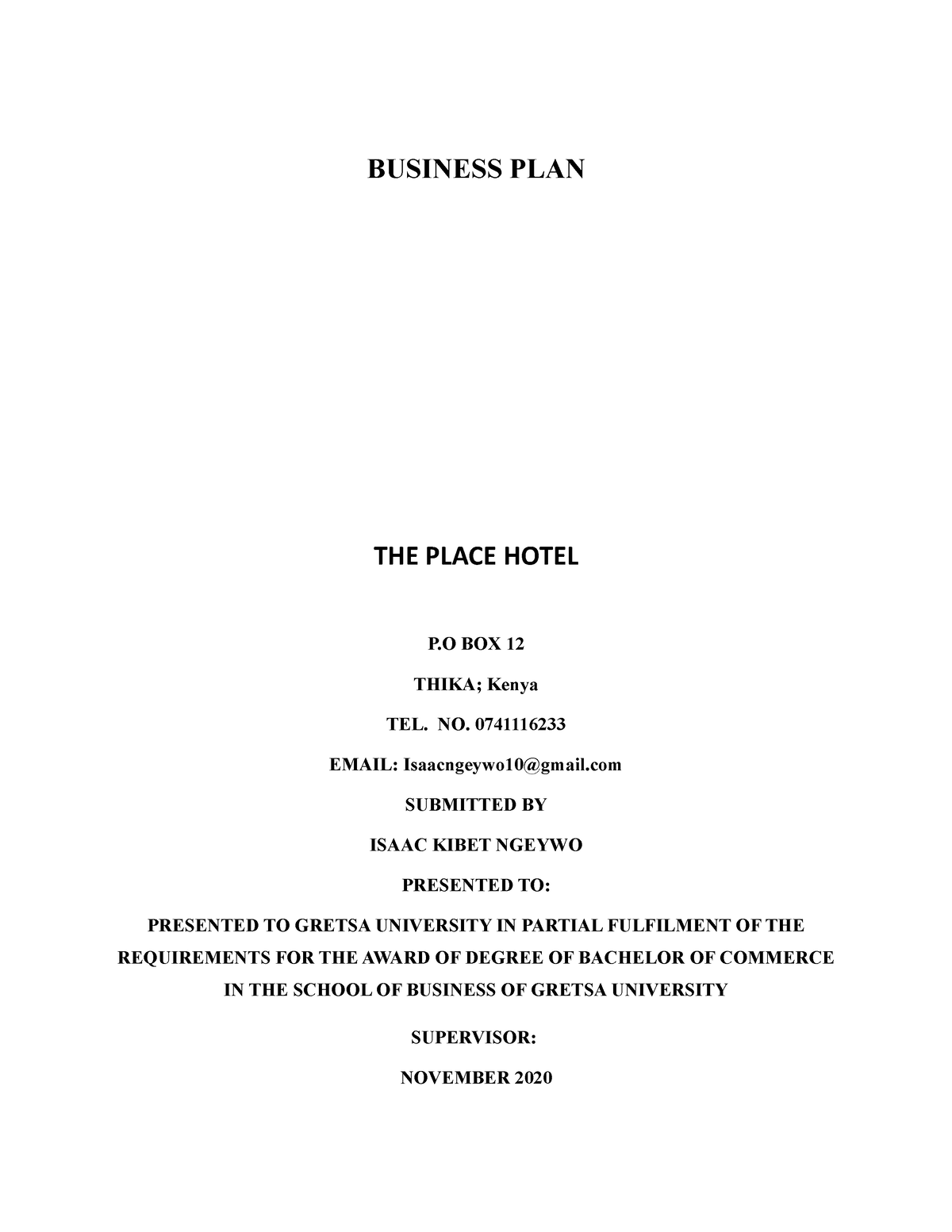 business plan university