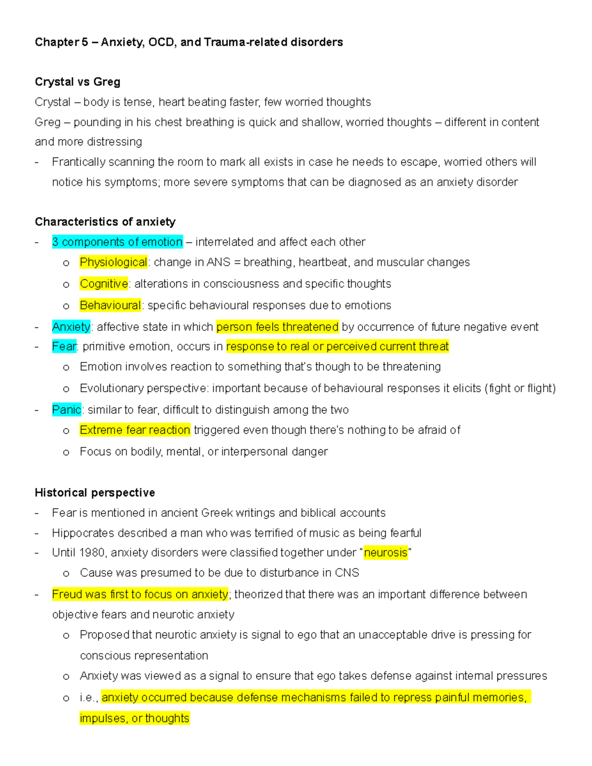 Chapter 5 - anxiety disorders - Chapter 5 – Anxiety, OCD, and Trauma ...