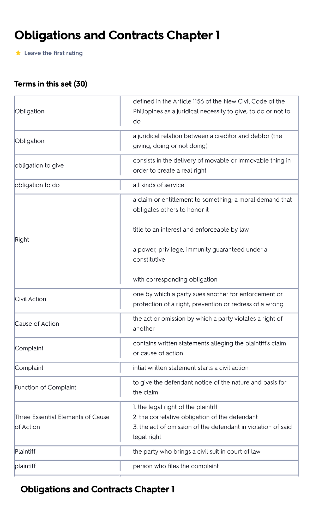 Obligations and Contracts Chapter 1 Flashcard - Obligations and ...