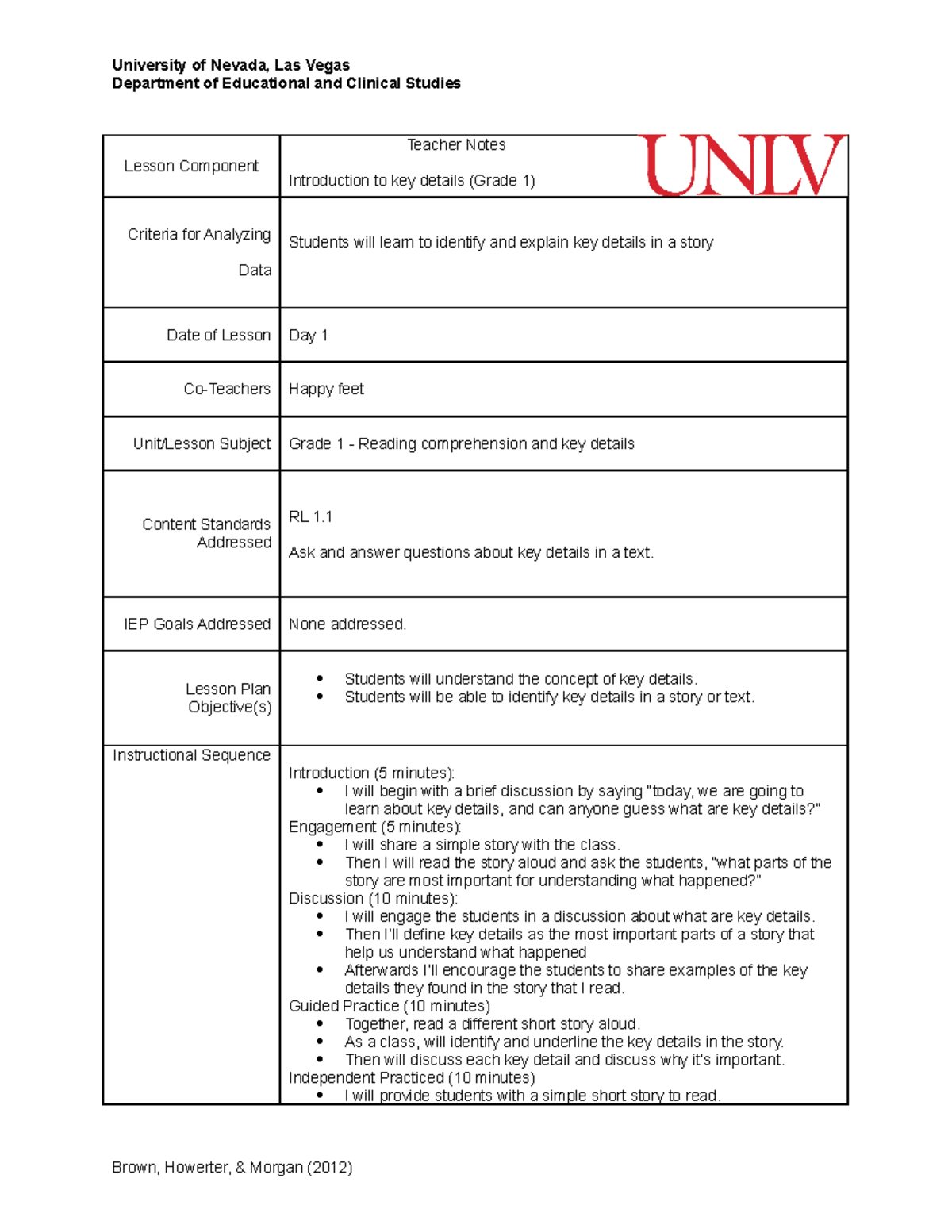 ESP708 Day 1 - Lesson plan - University of Nevada, Las Vegas Department ...