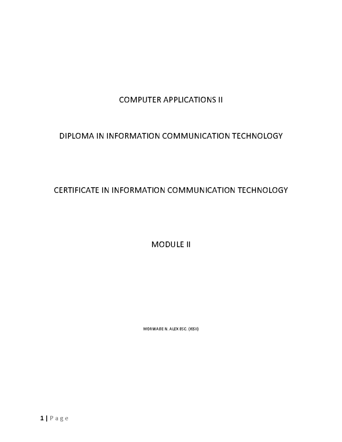 Computer Applications II-accounting packages and AI and GIS and CAD ...