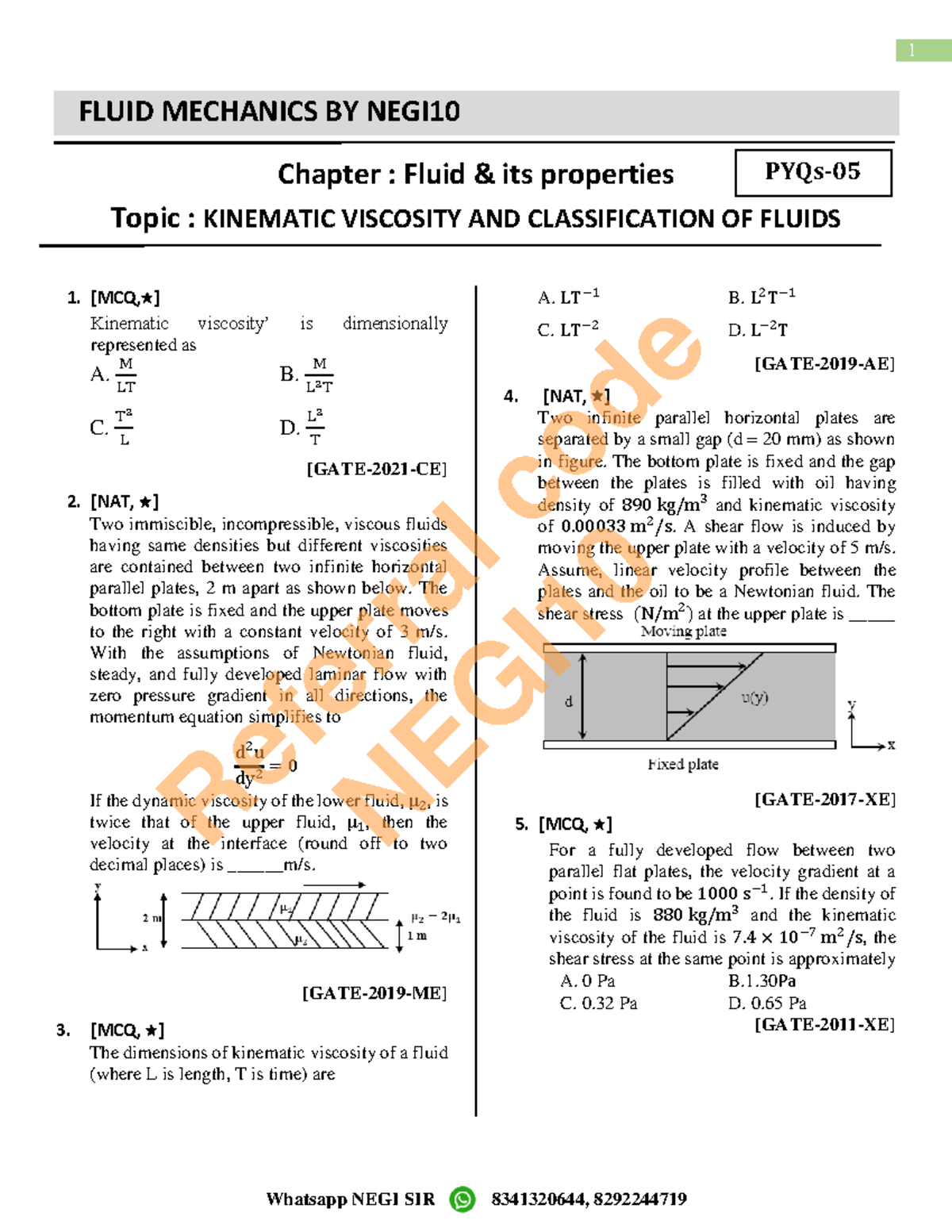 PYQs and DPPs FM - Fluid mechanics - FLUID MECHANICS BY NEGI Chapter ...