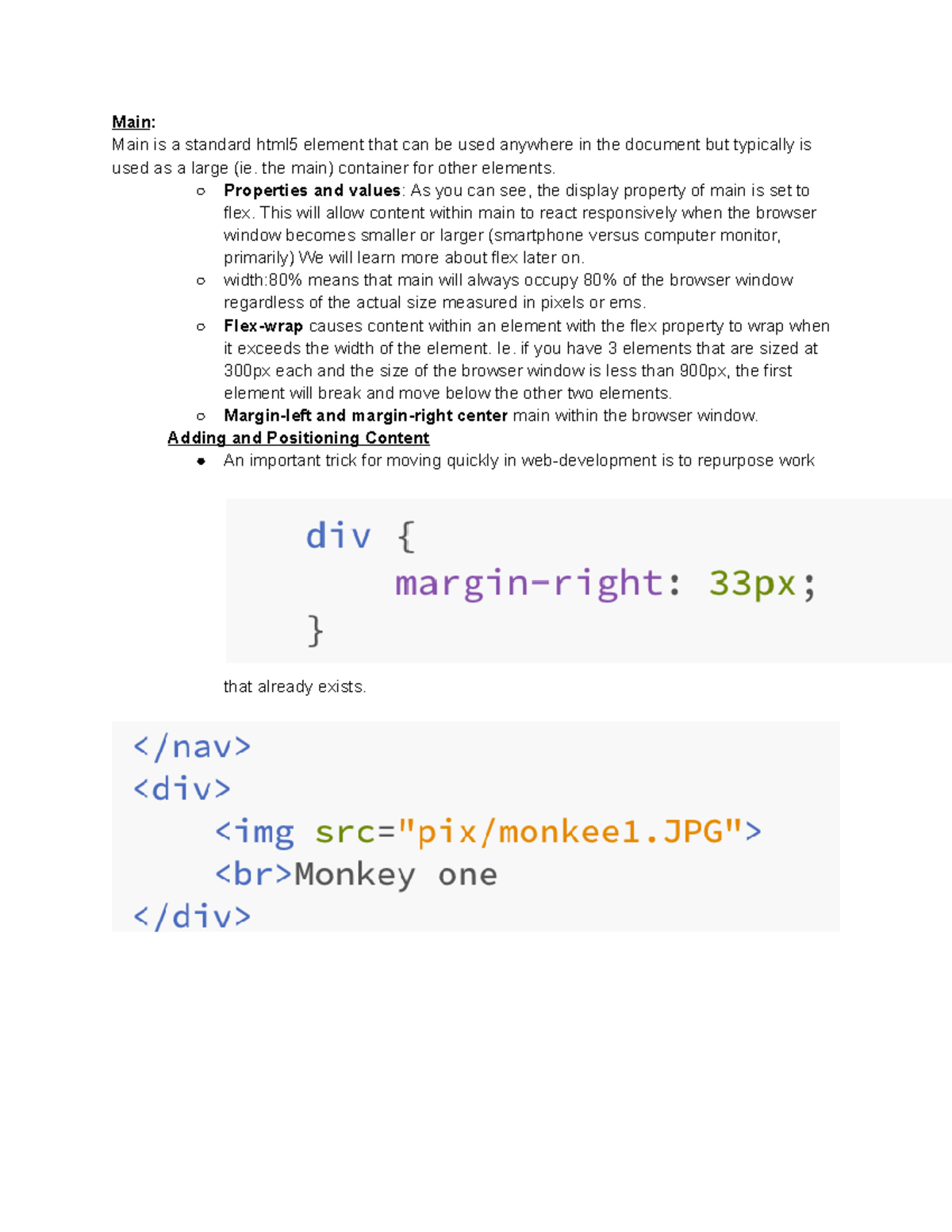 NMIX 4110E Laying out a website with CSS and HTML - Main: Main is a ...