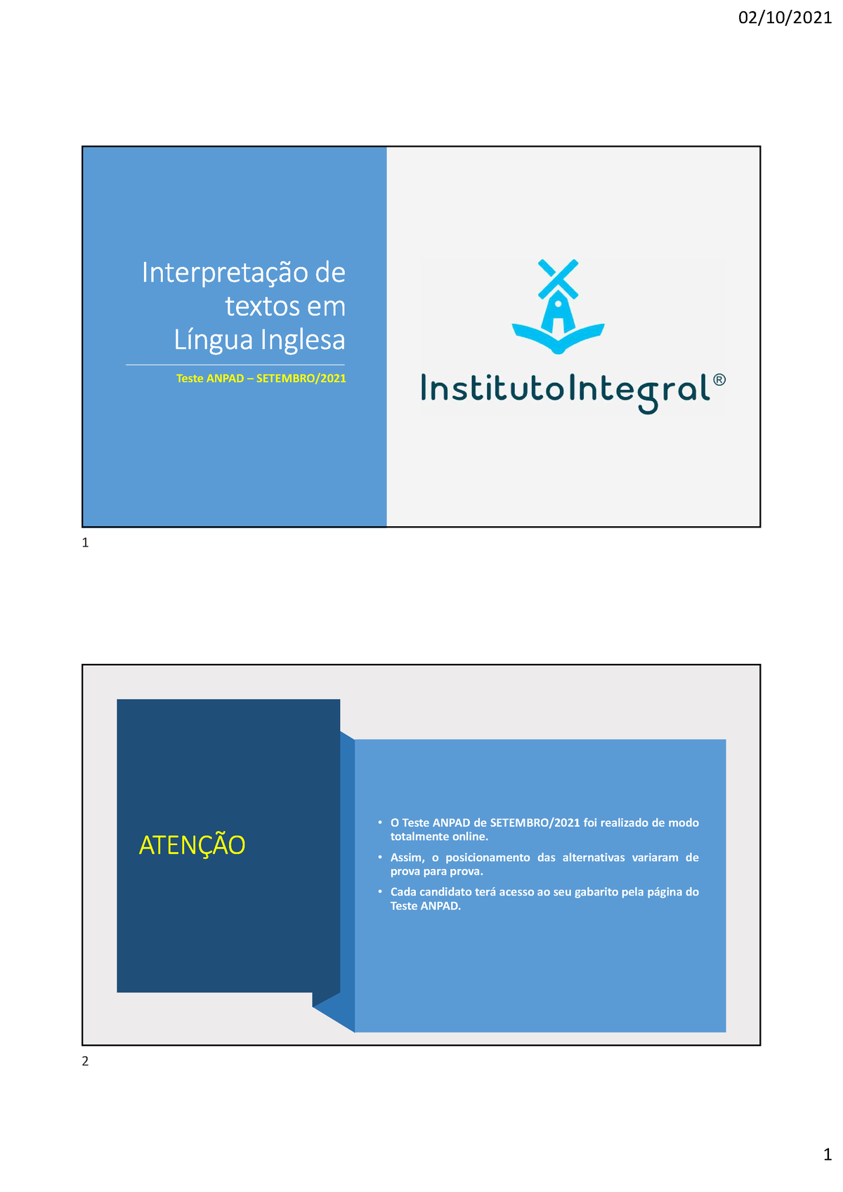 Teste Anpad Ingles - Metodos - Interpretação De Textos Em Língua ...