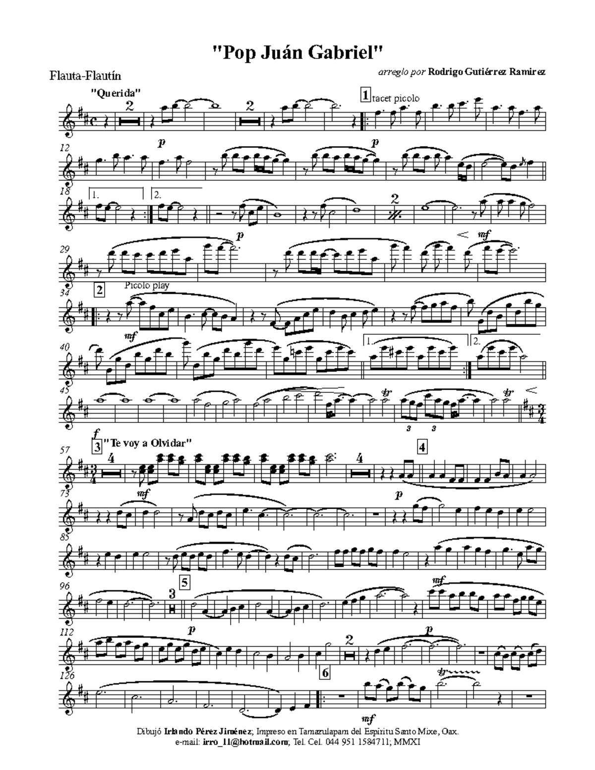 Repertorio Sedena canciones mexicanas FlautaFlautín