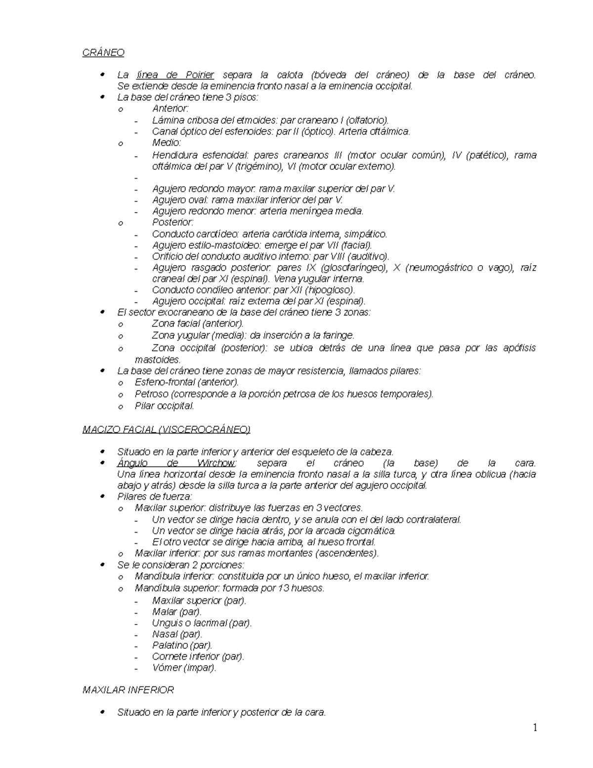 Temario 2 Cara y Cuello - CRÁNEO La línea de Poirier separa la calota ...