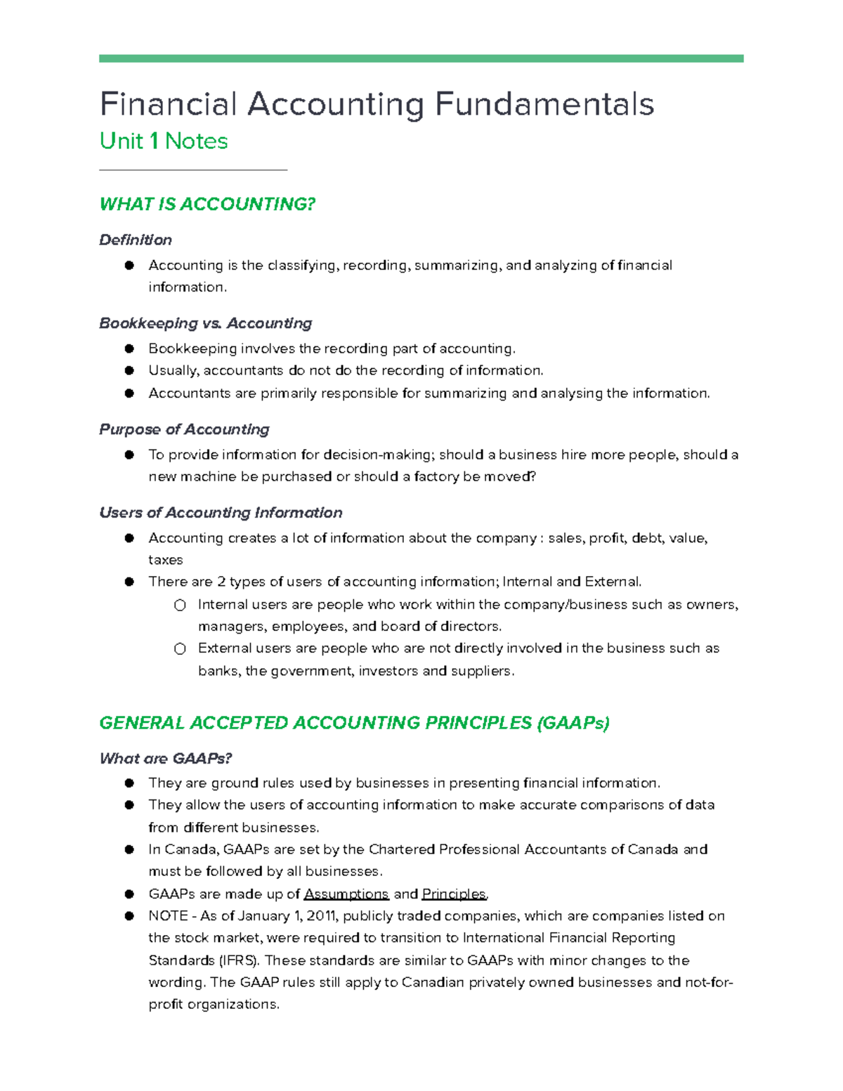 Unit 1 - Notes - Financial Accounting Fundamentals Unit 1 Notes ...