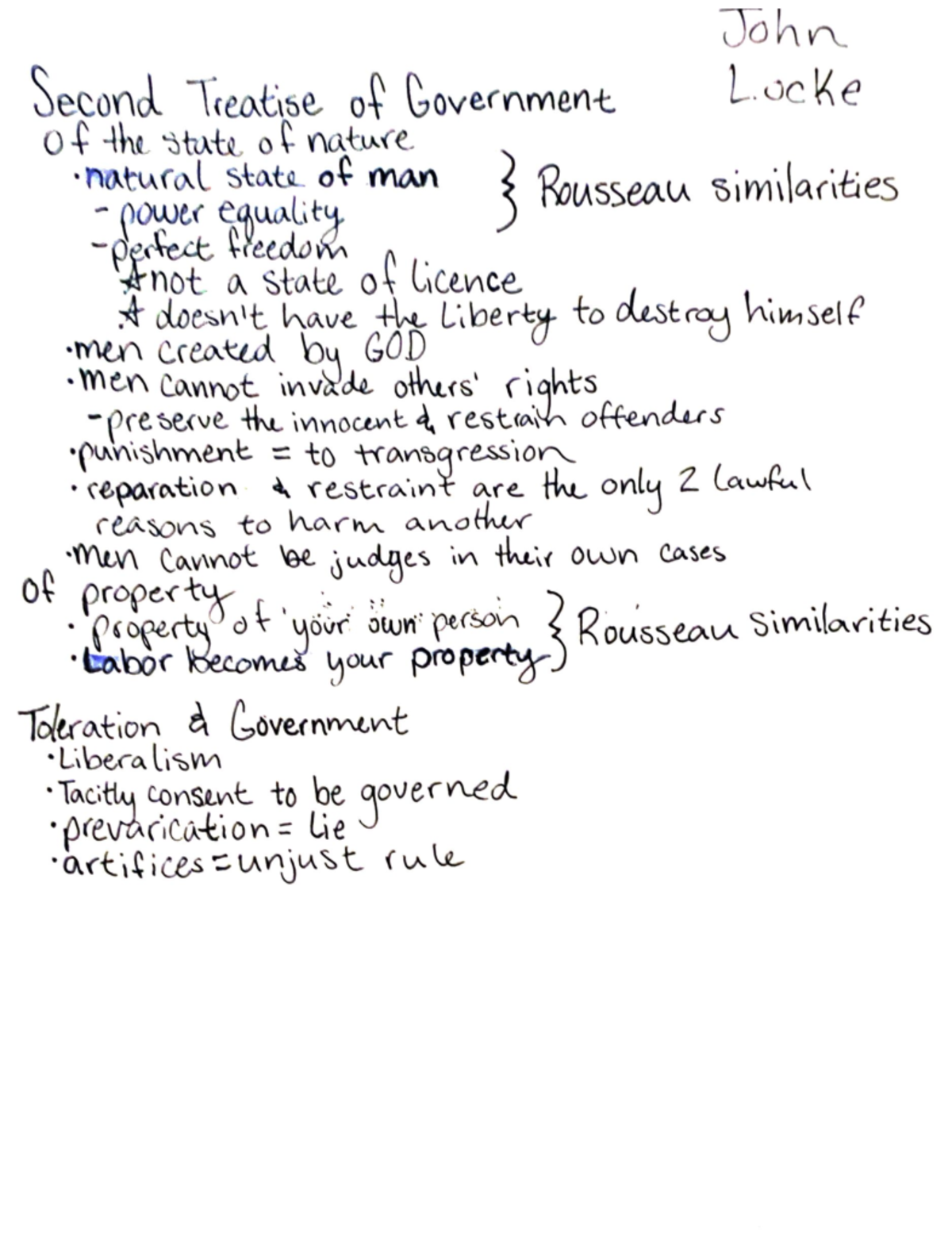 Notes - Professor - John Locke Second Treatise of Government of the ...