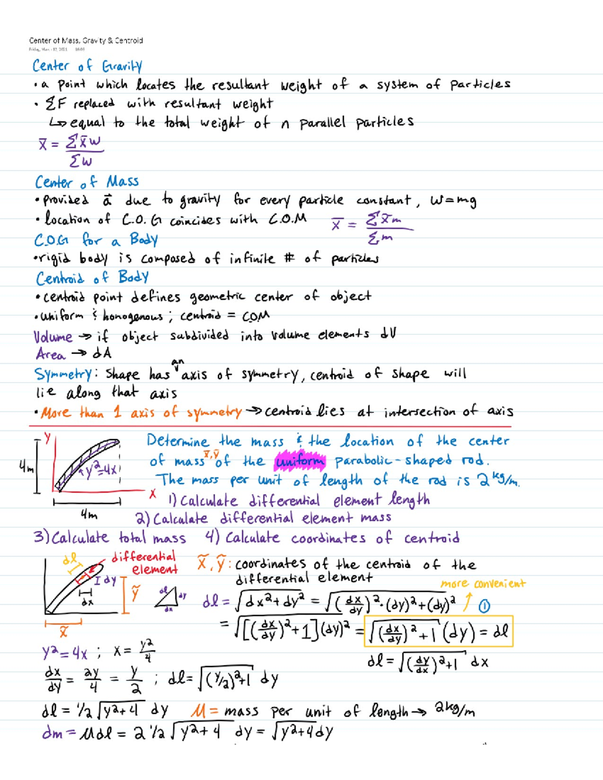 Center of Mass, Gravity & Centroid - ME 200 - Studocu