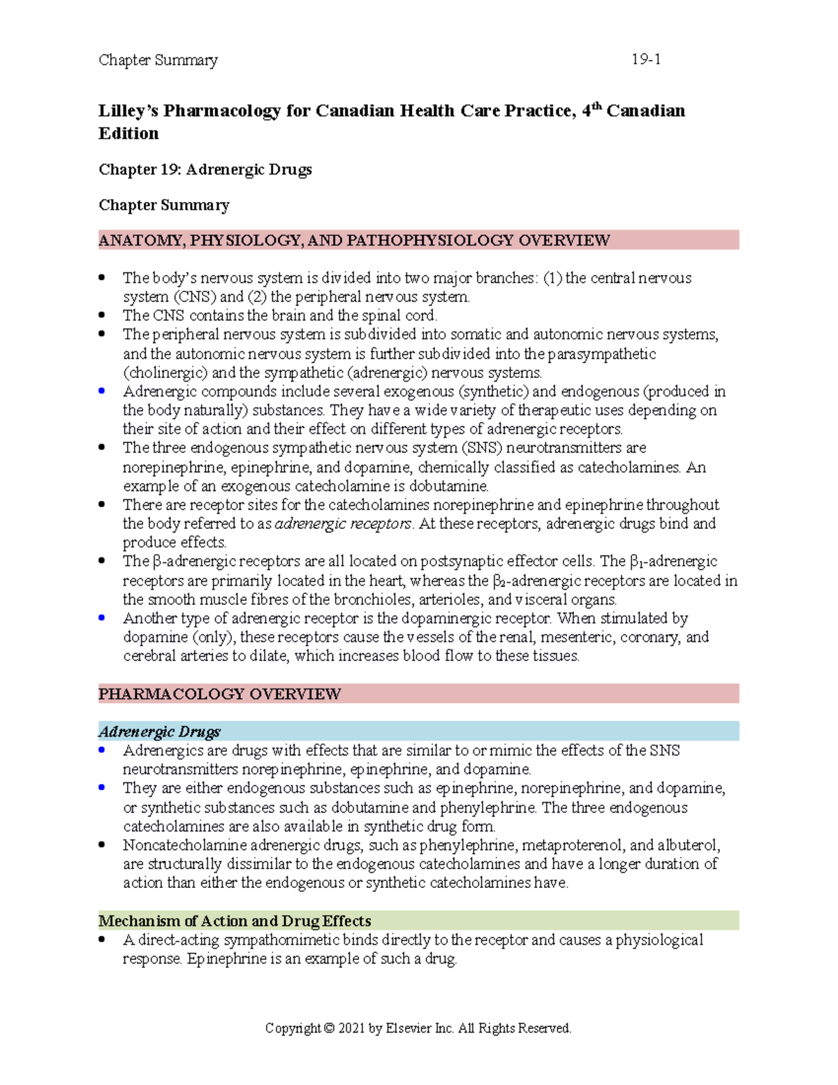 Chapter 019 - Lilley’s Pharmacology for Canadian Health Care Practice ...