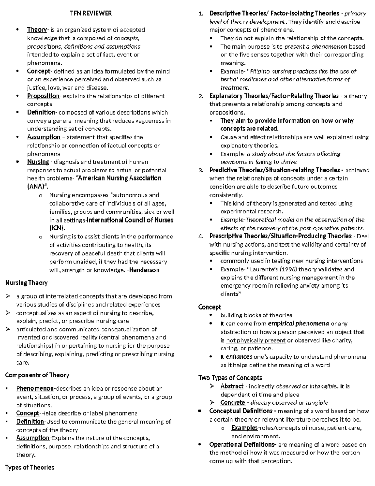 TFN%20 Reviewer - Wala - TFN REVIEWER Theory- is an organized system of ...