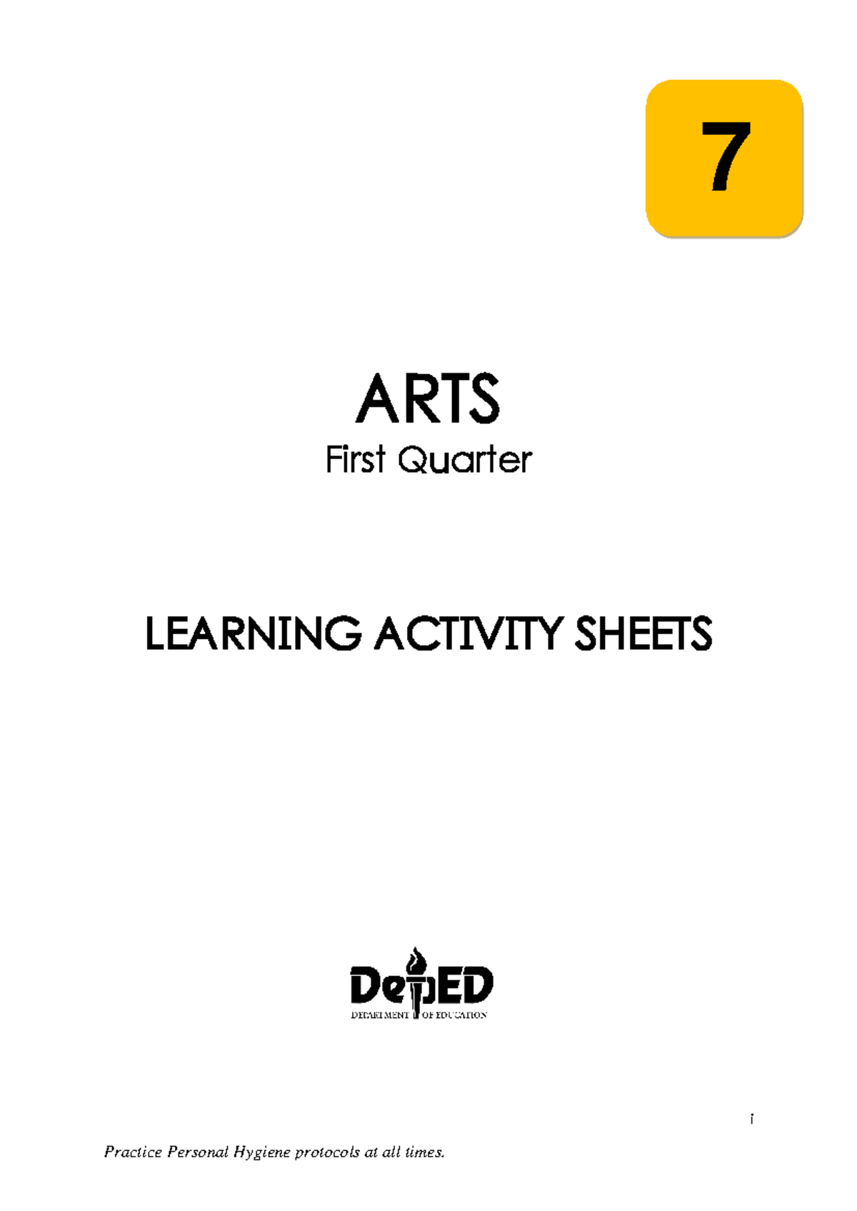 Grade 7 ARTS LAS - TEACHER - i 7 ARTS First Quarter LEARNING ACTIVITY ...