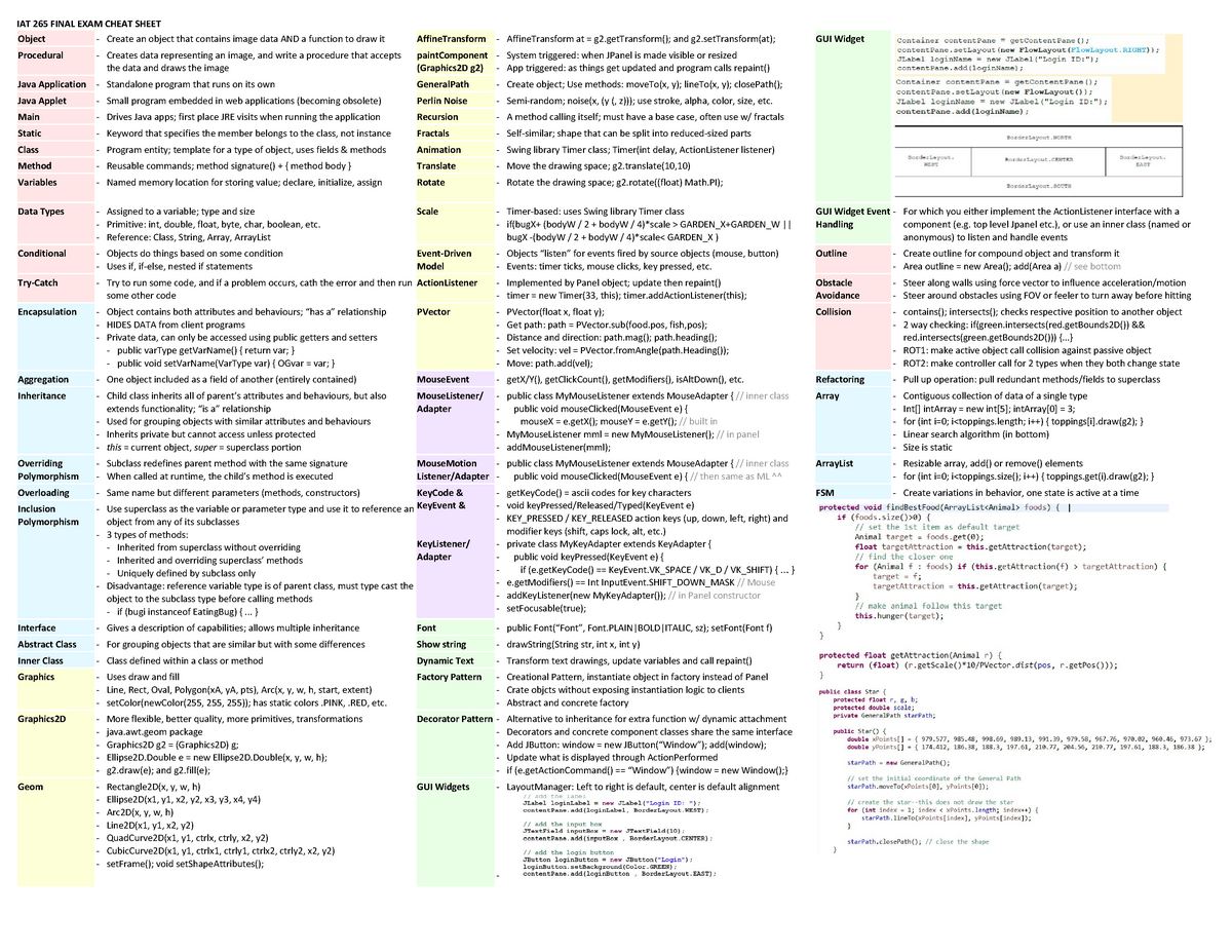 IAT 265 Final EXAM Cheatsheet - IAT 265 FINAL EXAM CHEAT SHEET Object ...