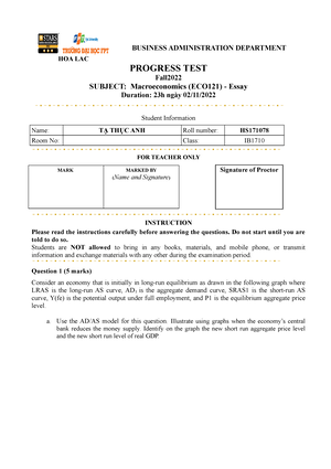 ECO121 Test 02 Individual Assignment 02 - HOA LAC BUSINESS ...