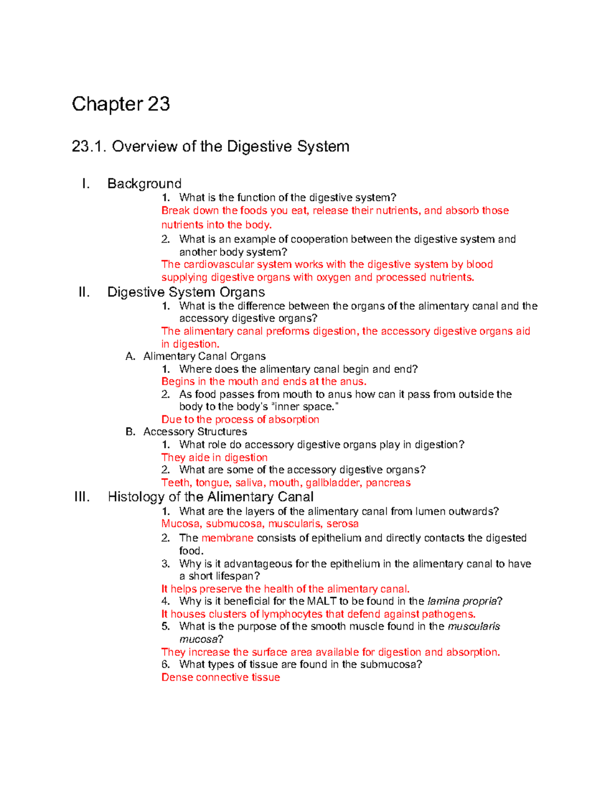 AP2 Digestive System Worksheet - Chapter 23 23. Overview of the ...