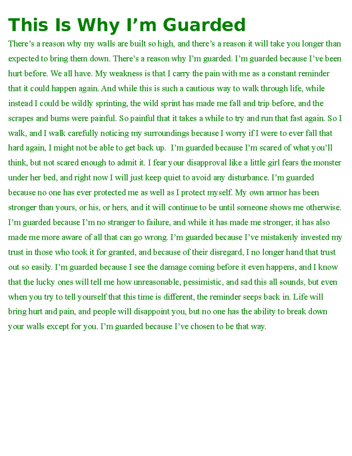 Gaurded blqh This Is Why I’m Guarded There’s a reason why my walls