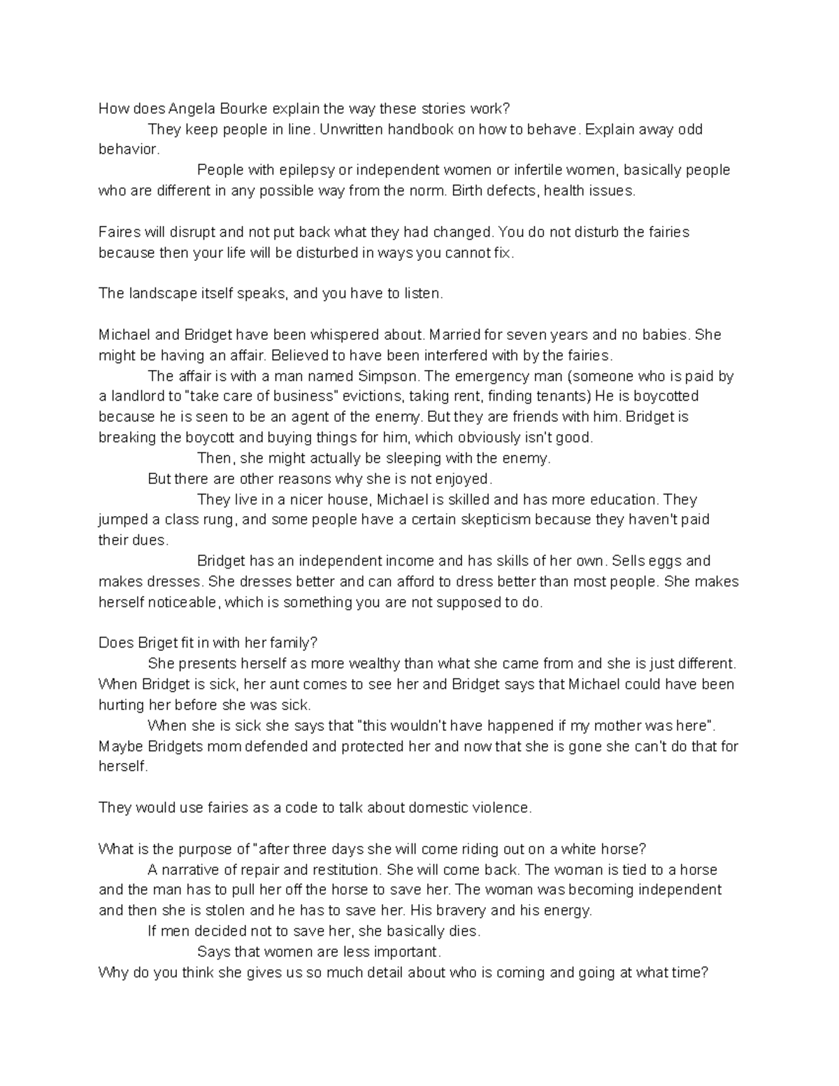 The Burning of Bridget Cleary How does Angela Bourke explain the way