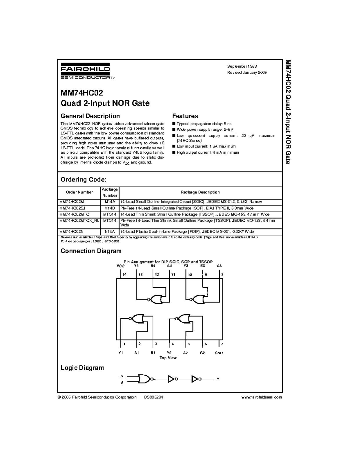 74HC02 - DATAsheet prepared for the MCU - © 2005 Fairchild ...