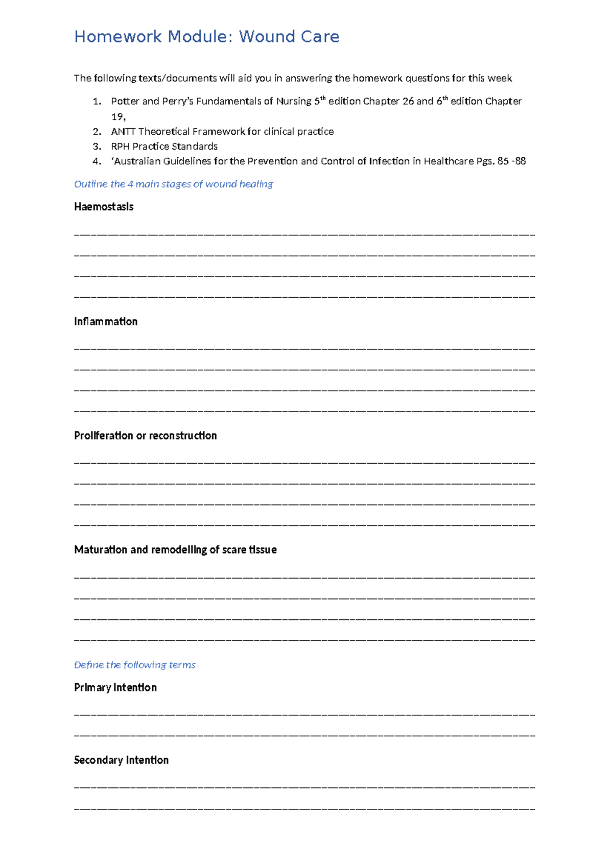 Homework Wound care - bgrddbng - Homework Module: Wound Care The ...