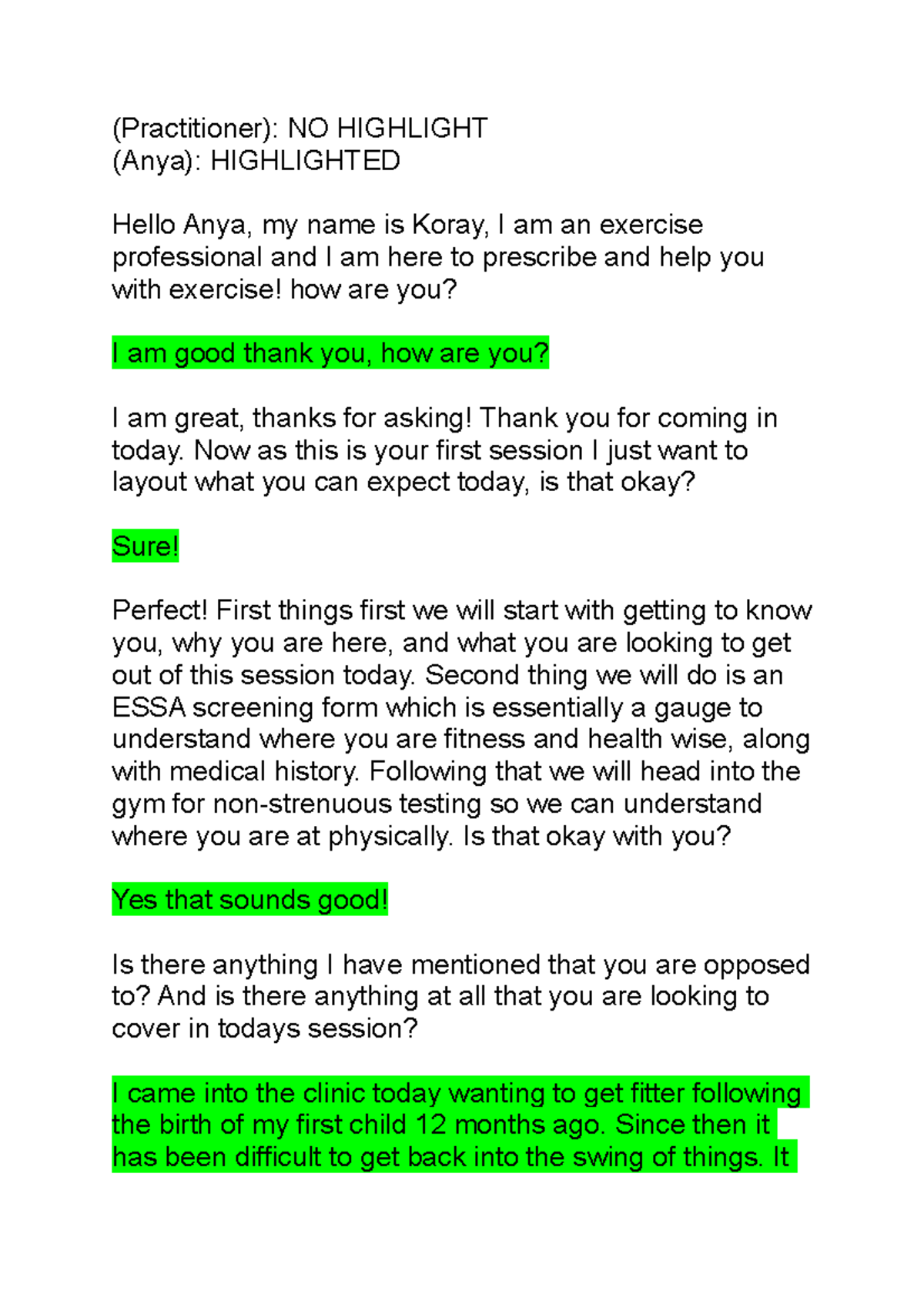 ASS 1 - SCRIPT ASSESSMENT 1 - (Practitioner): NO HIGHLIGHT (Anya ...