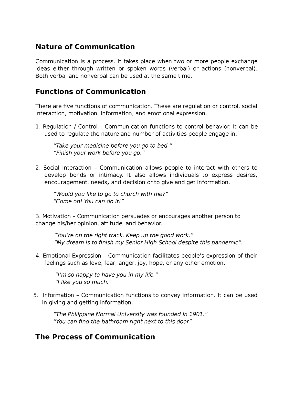 essay on nature and process of communication