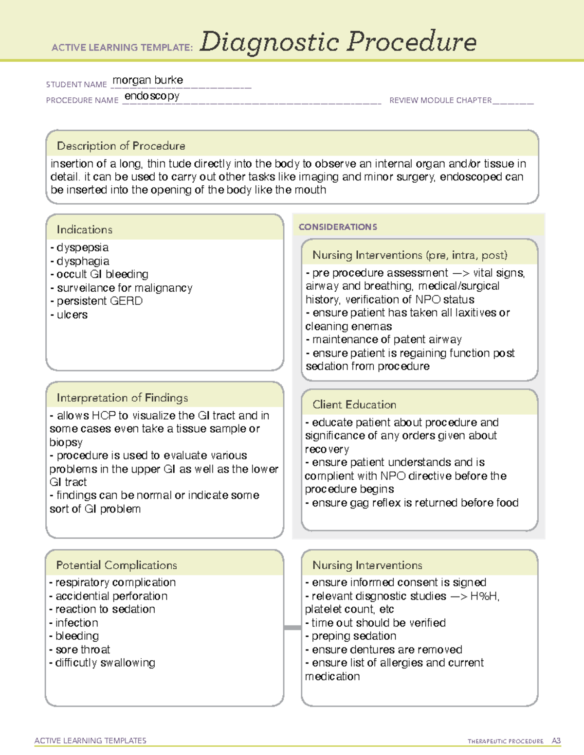 Endoscopy ATI assignment - ACTIVE LEARNING TEMPLATES THERAPEUTIC ...