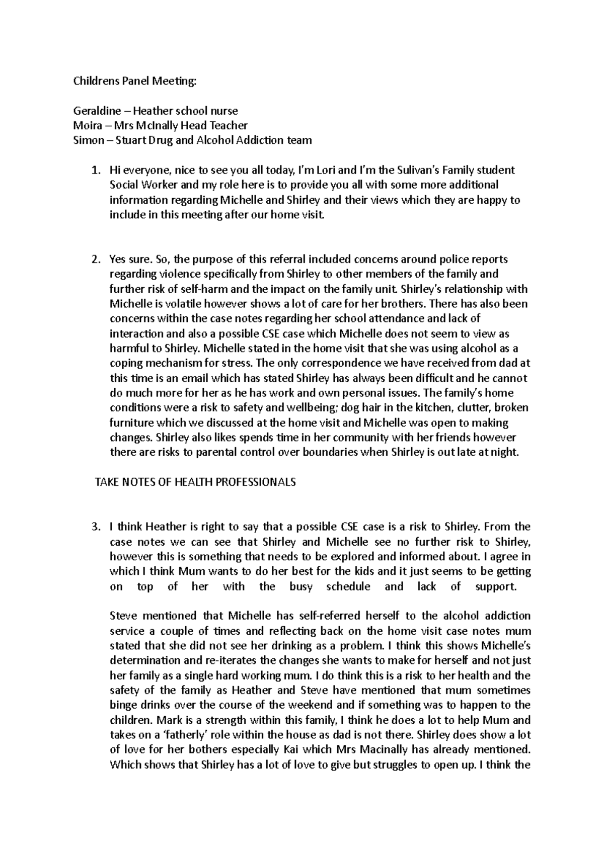 Childrens Panel Meeting Childrens Panel Meeting Geraldine Heather