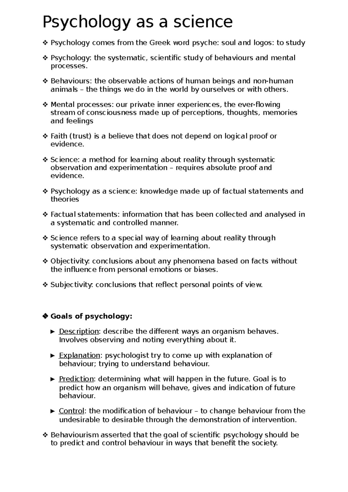 Opsomming PYC1502 - Summary Psychology in the society - Psychology as a ...
