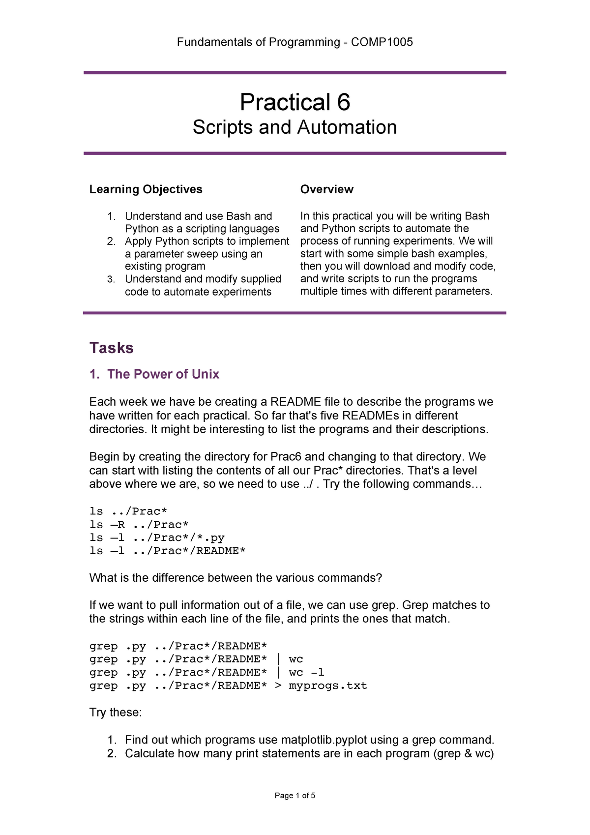 Practical 10 - Practical 6 Scripts And Automation Learning Objectives ...