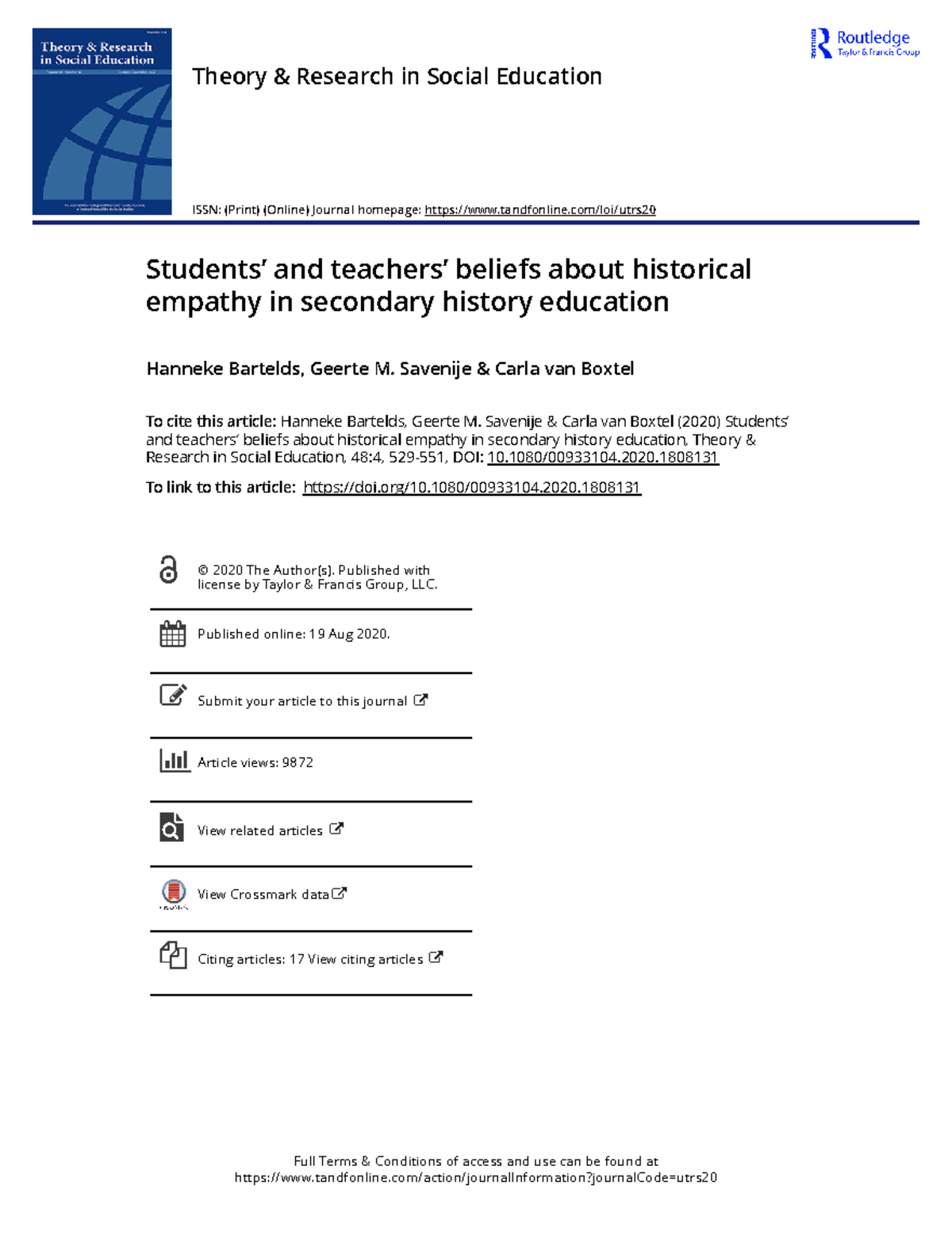 Students and teachers beliefs about historical empathy in secondary ...