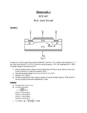 ECE467 - Introduction To VLSI - Exam 2 Solutions - Problem 1: Consider ...