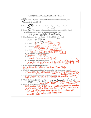 Calculus 131 Mathematical Models - L24 131 - Studocu