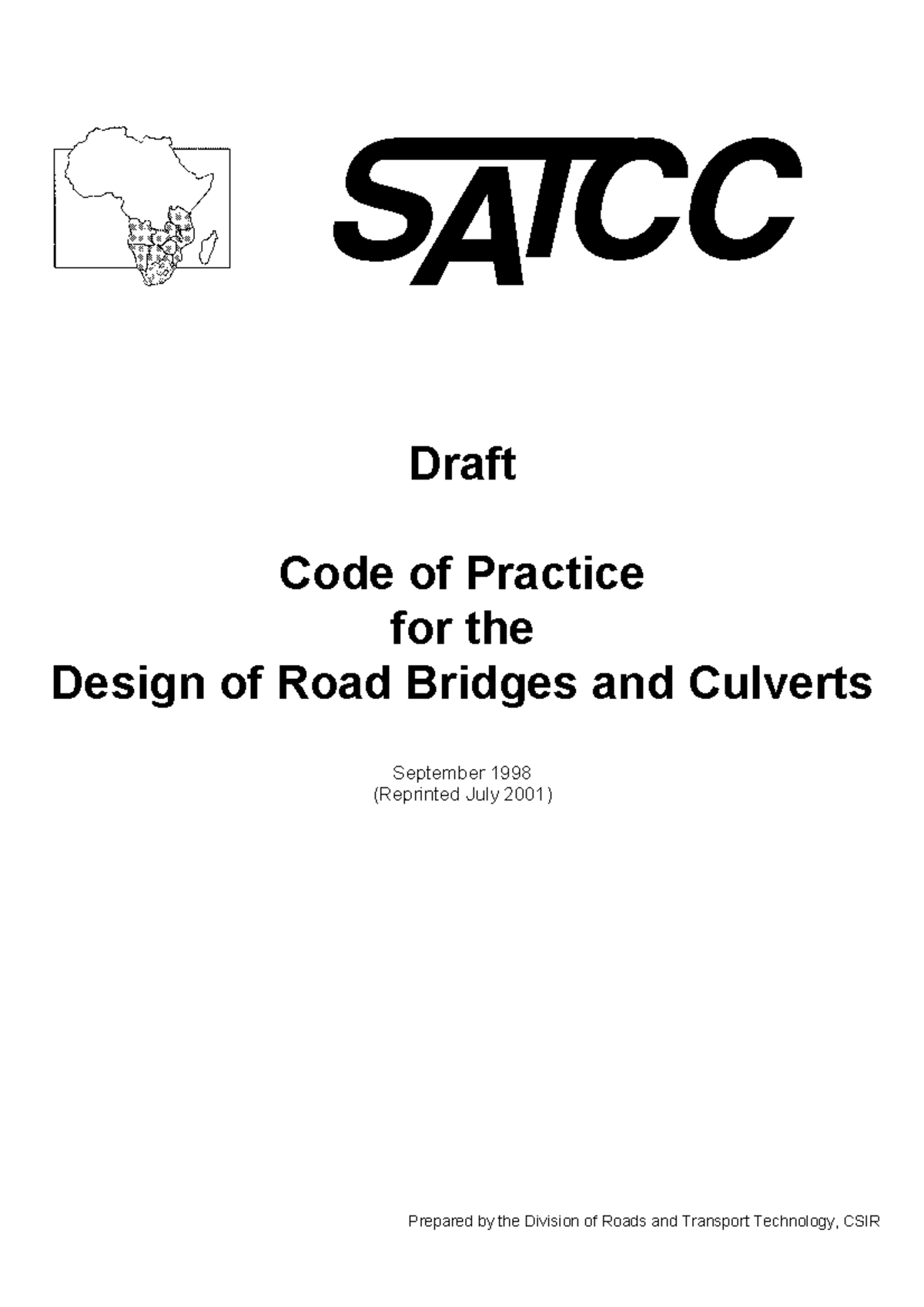 Satcc Code of Practice Bridge Design 1998 Draft Code of Practice for
